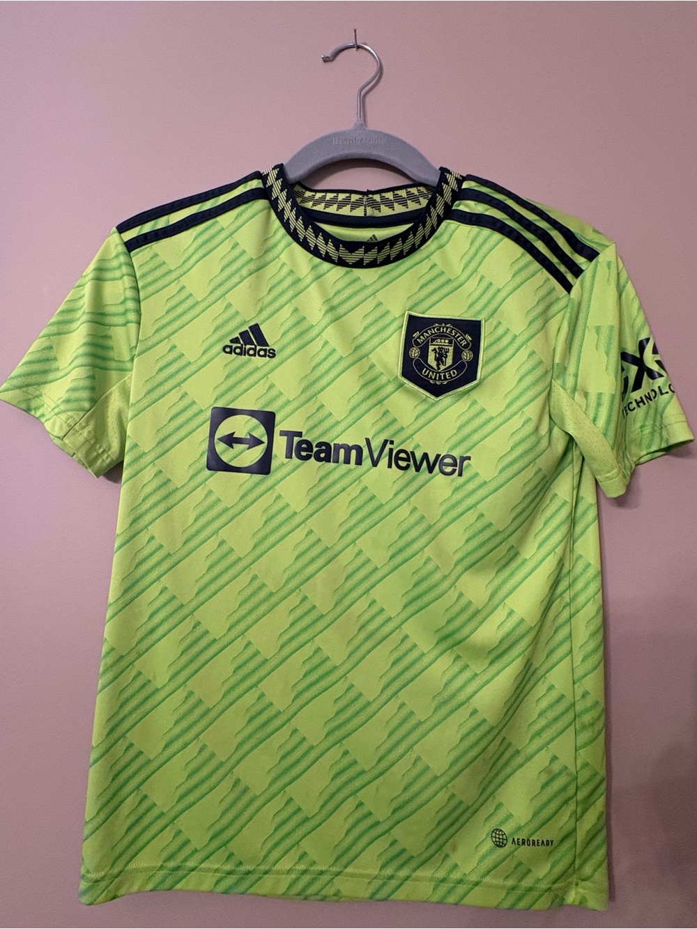 adidas Neon Green & Black Kids' Manchester United Training Top